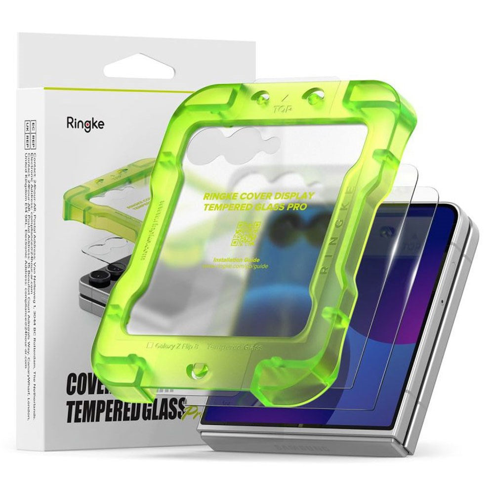 Samsung Galaxy Z Flip8 Ringke Cover Display Easy Slide Beskyttelsesglas m. Monteringsramme - 2 stk - Gennemsigtig