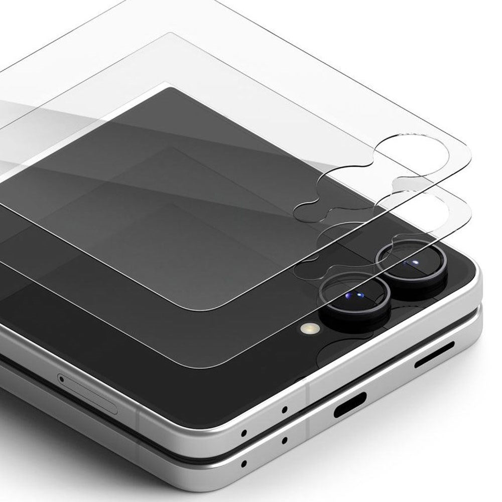 Samsung Galaxy Z Flip8 Ringke Cover Display Easy Slide Beskyttelsesglas m. Monteringsramme - 2 stk - Gennemsigtig