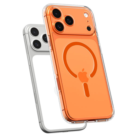iPhone 17 Pro Spigen Ultra Hybrid Cover - MagSafe Kompatibel - Gennemsigtig / Orange