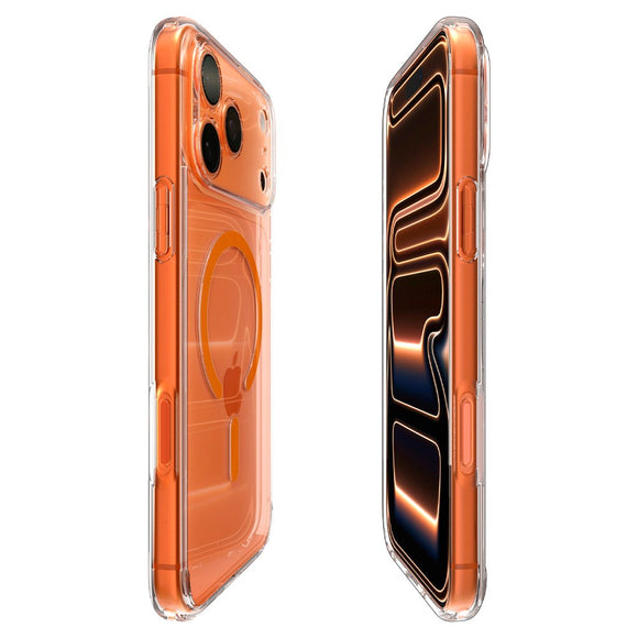 iPhone 17 Pro Spigen Ultra Hybrid Cover - MagSafe Kompatibel - Gennemsigtig / Orange