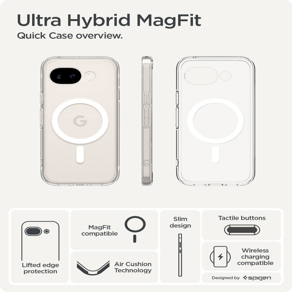 Google Pixel 10a Spigen Ultra Hybrid Cover - MagSafe Kompatibel - Gennemsigtig
