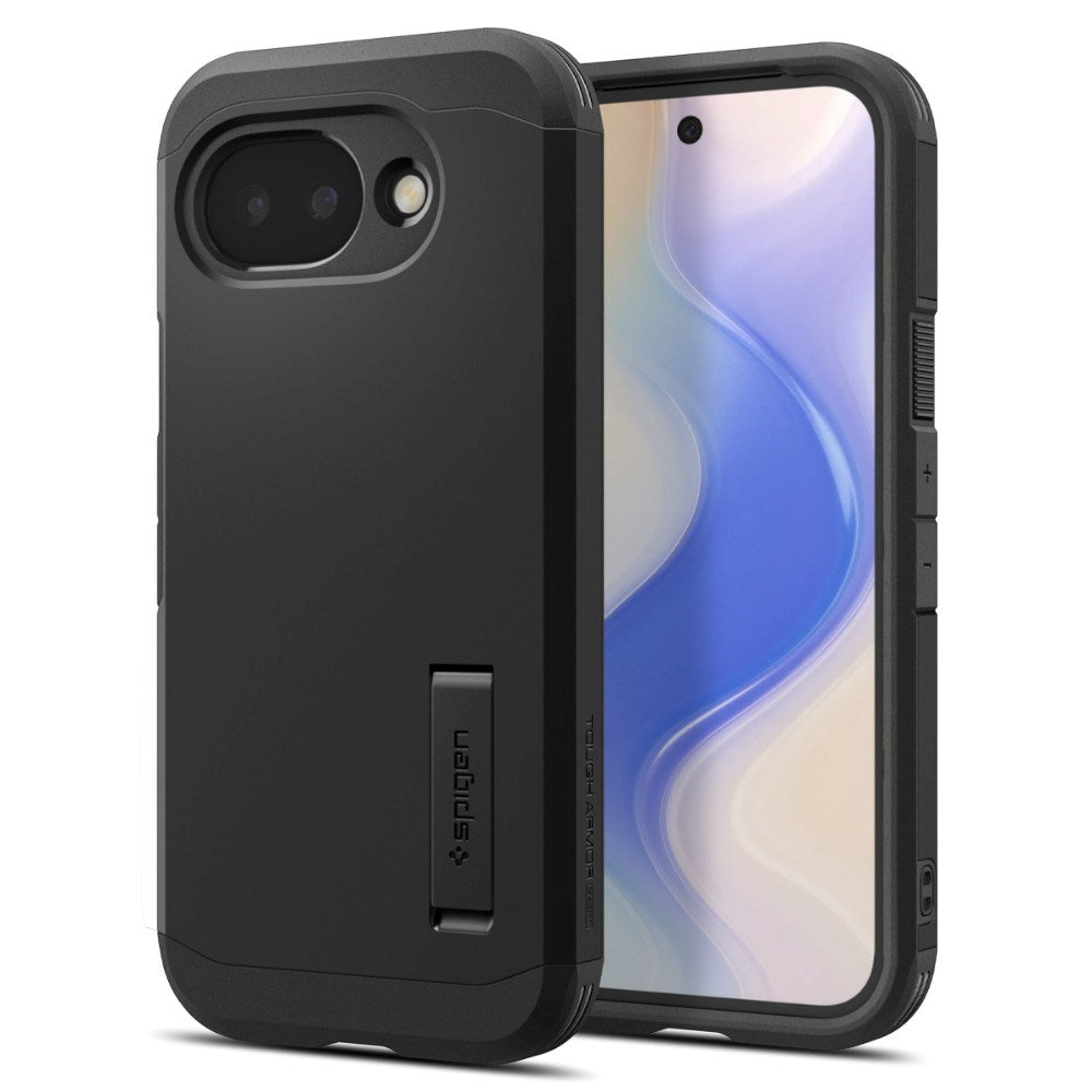 Google Pixel 10a Spigen Tough Armor Hybrid Cover m. Kickstand - MagSafe Kompatibel - Sort