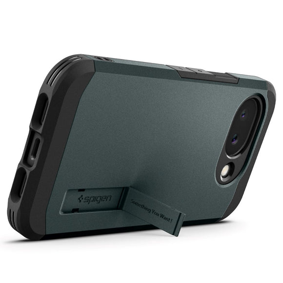 Google Pixel 10a Spigen Tough Armor Hybrid Cover m. Kickstand - MagSafe Kompatibel - Grøn