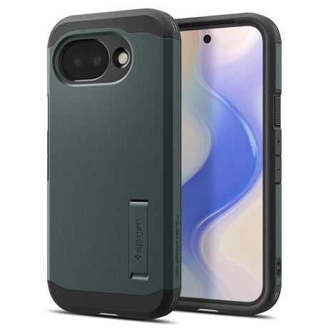 Google Pixel 10a Spigen Tough Armor Hybrid Cover m. Kickstand - MagSafe Kompatibel - Grøn