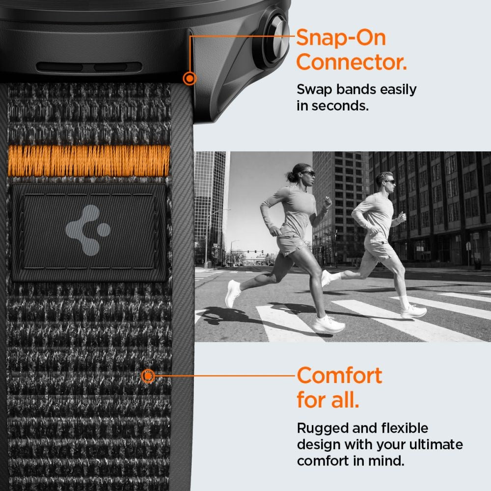Spigen Athlex Air Universal Nylon Rem (22mm) - Sort / Orange