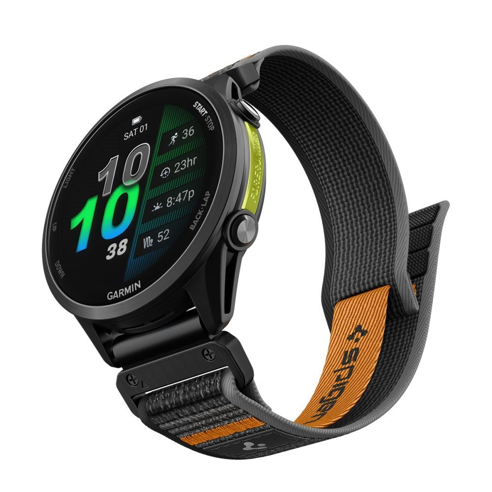 Universal Garmin 22mm QuickFit Spigen Athlex Air Nylon Rem - Sort / Orange