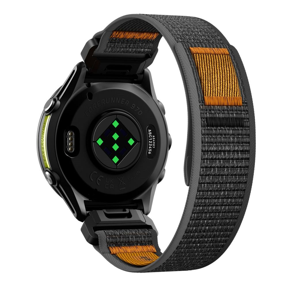 Universal Garmin 22mm QuickFit Spigen Athlex Air Nylon Rem - Sort / Orange