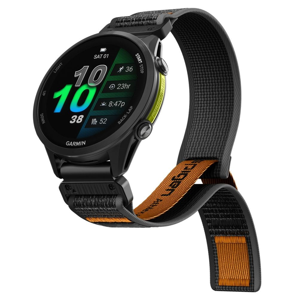 Universal Garmin 22mm QuickFit Spigen Athlex Air Nylon Rem - Sort / Orange