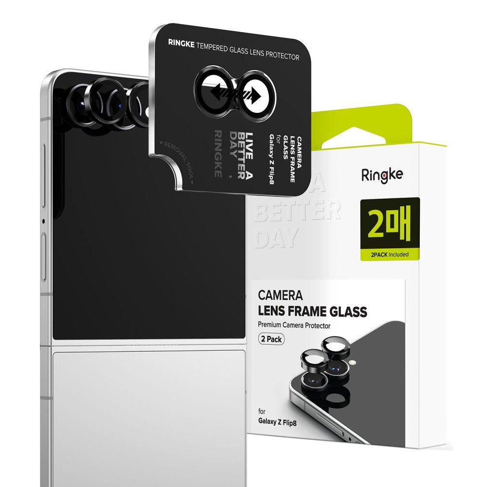 Samsung Galaxy Z Flip8 Ringke Kameralinsebeskyttelse m. Monteringsramme - 2 stk - Sort