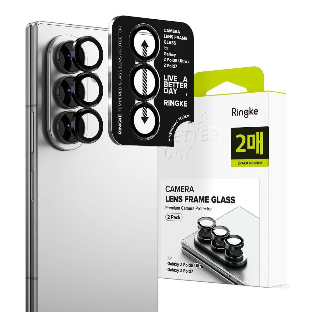 Samsung Galaxy Z Fold8 Ultra / Z Fold7 Ringke Kameralinsebeskyttelse m. Monteringsramme - 2 stk - Sort