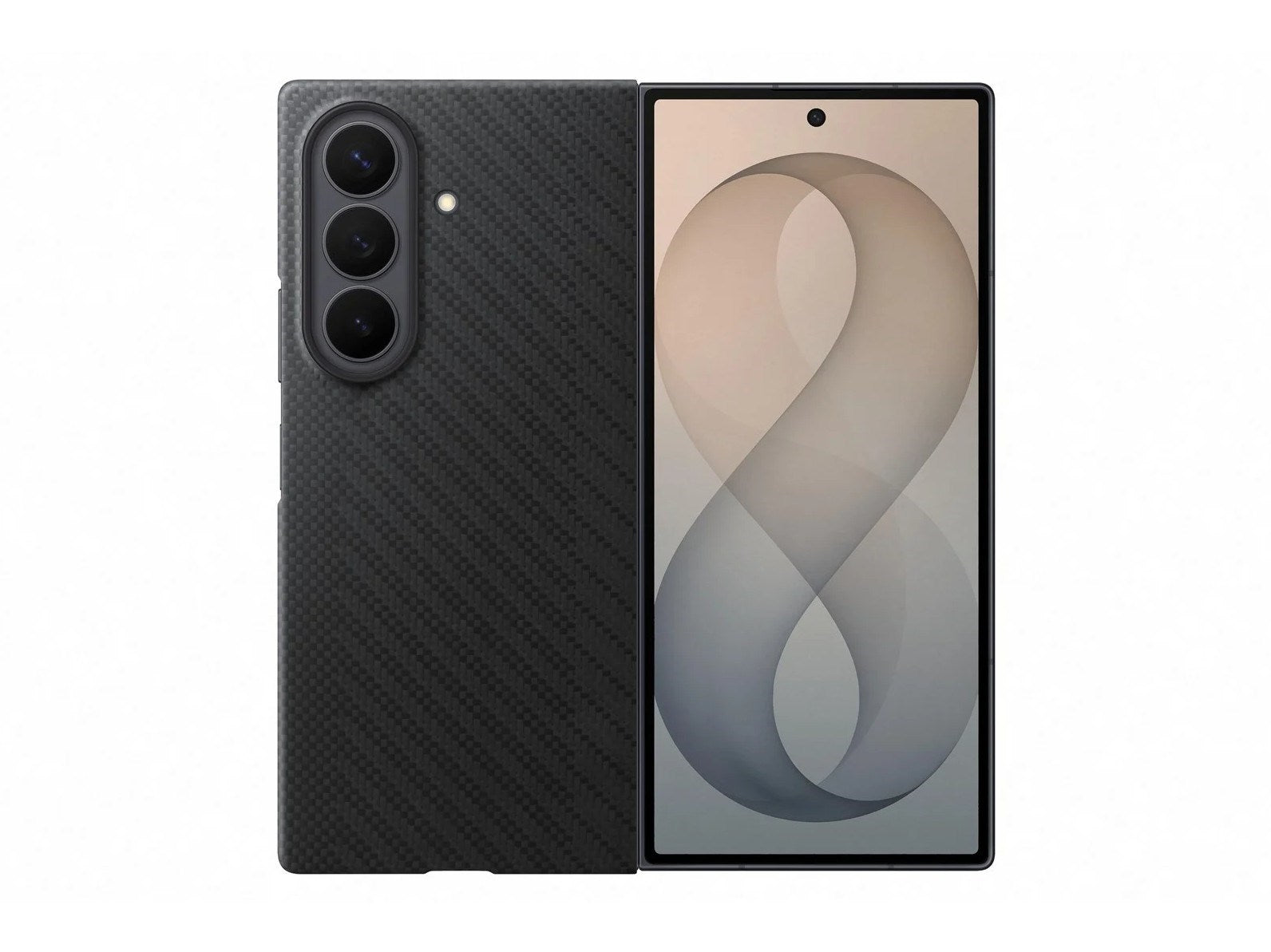 Original Samsung Galaxy Z Fold8 Ultra Carbon Magnet Case m. Beskyttelsesfilm - Sort
