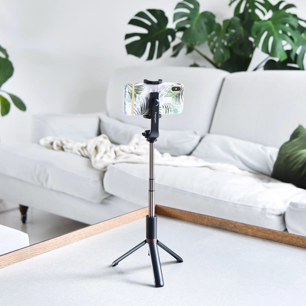 Spigen S540W Selfie Stick - Selfie Stang m. Tripod & Knapudløser - Sort