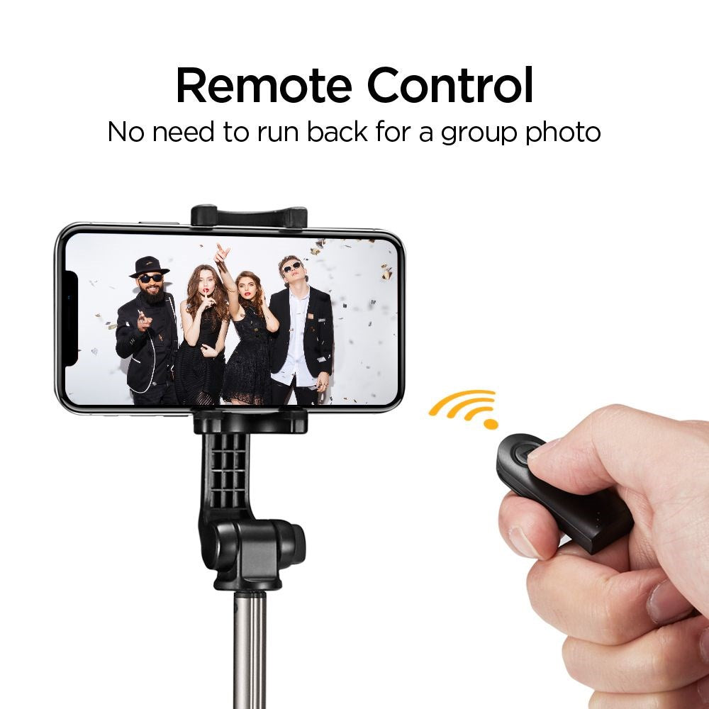 Spigen S540W Selfie Stick - Selfie Stang m. Tripod & Knapudløser - Sort