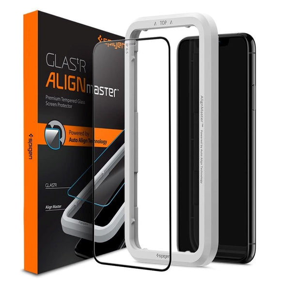 iPhone 11 Pro Max Spigen Align Glass Skærmbeskyttelse - Case Friendly - Gennemsigtig
