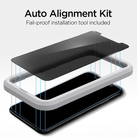 iPhone 11 Spigen Alignmaster Glas.tR Privacy Skærmbeskyttelse - Case Friendly - Gennemsigtig