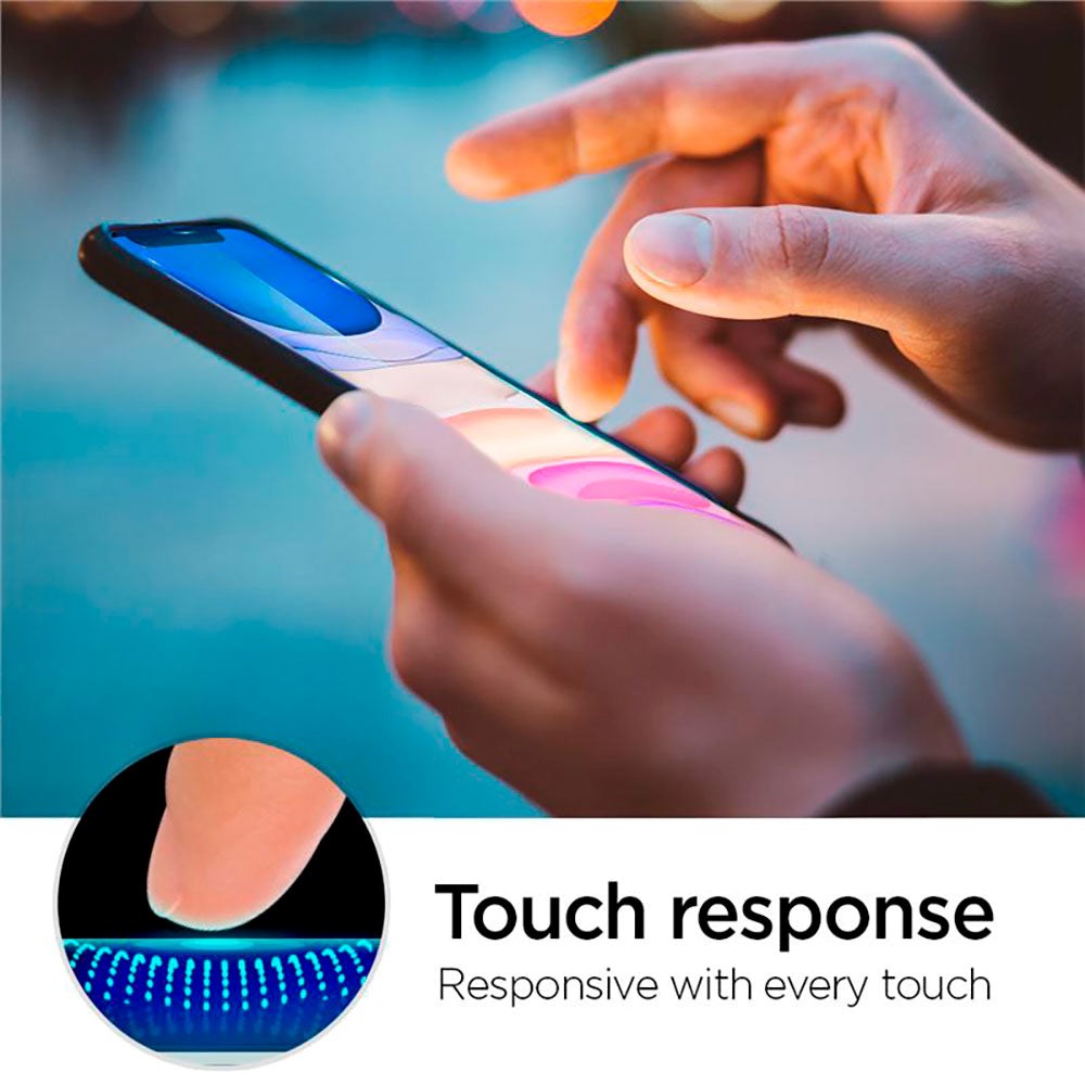 iPhone 11 / XR Spigen Beskyttelsesglas - Sort Kant