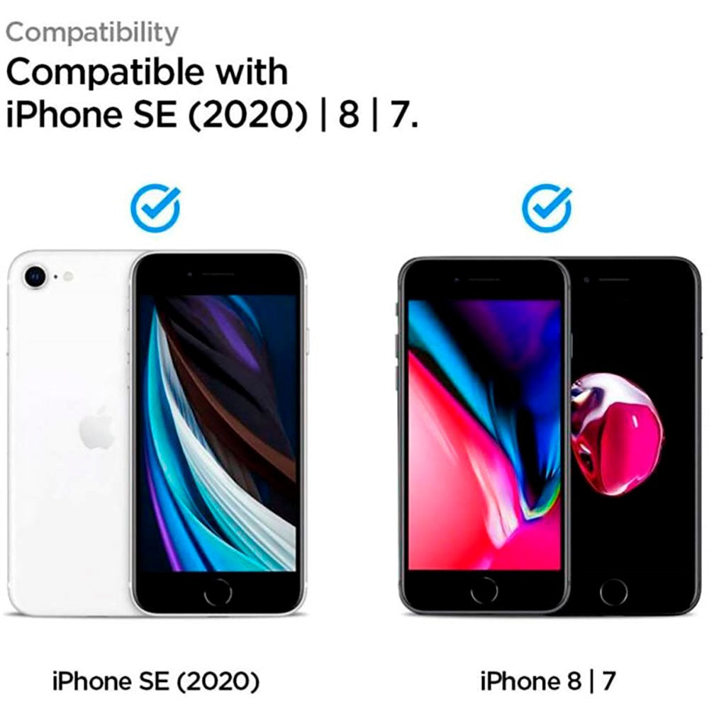 iPhone SE (2022 / 2020) / 8 / 7 Spigen Beskyttelsesglas - Sort Kant