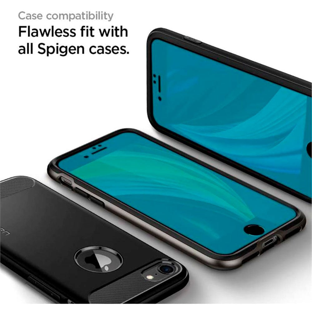 iPhone SE (2022 / 2020) / 8 / 7 Spigen Beskyttelsesglas - Sort Kant