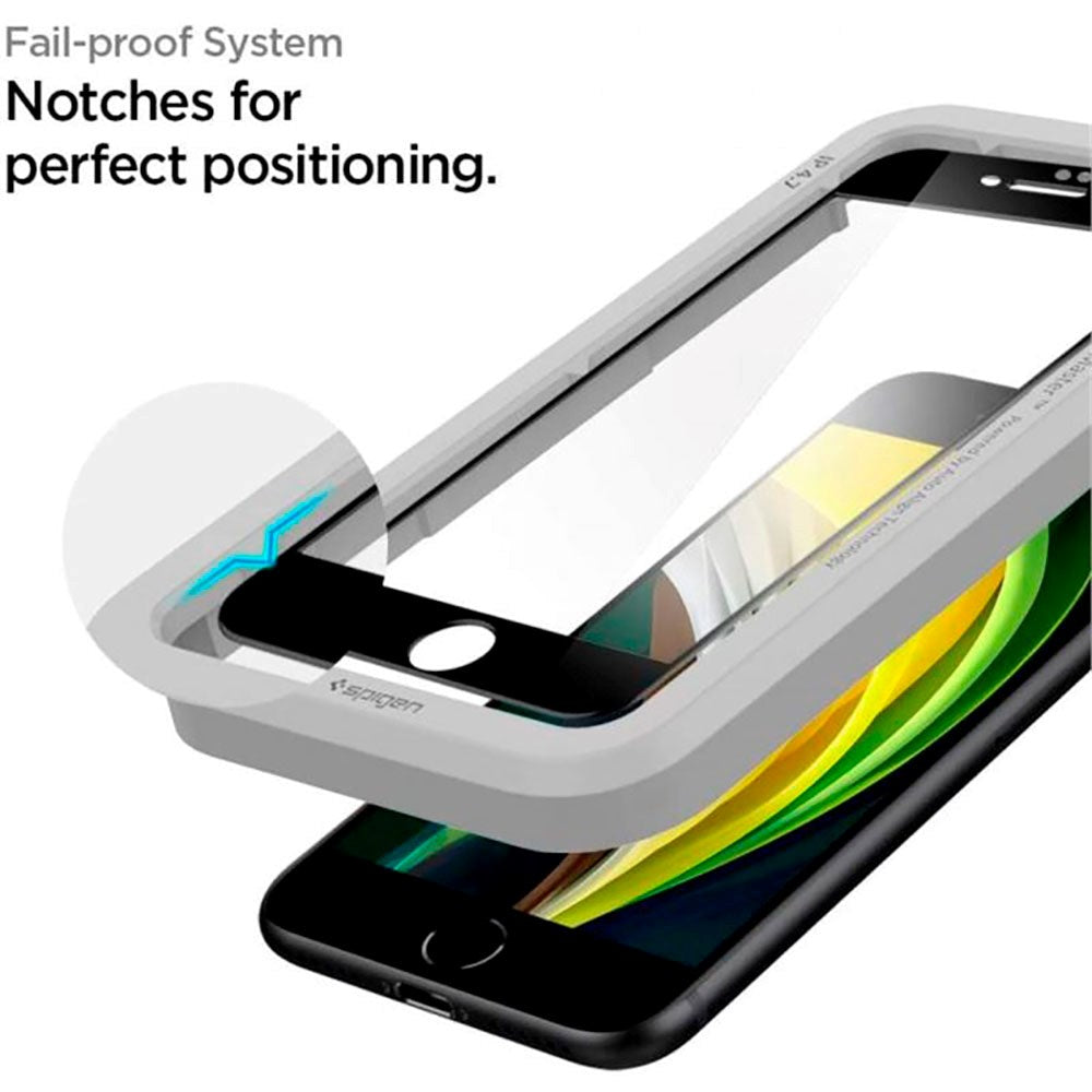 iPhone SE (2022 / 2020) / 8 / 7 Spigen Beskyttelsesglas - Sort Kant