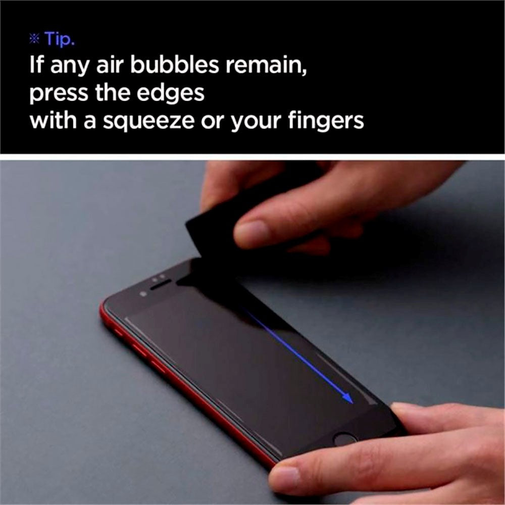 iPhone SE (2022 / 2020) / 8 / 7 Spigen Beskyttelsesglas - Sort Kant