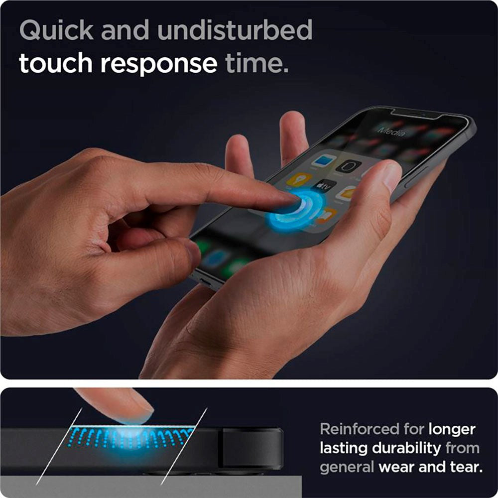 iPhone 12 / 12 Pro Spigen EZ Fit Glas.tR Skærmbeskyttelse - 2 stk. - Case Friendly - Gennemsigtig