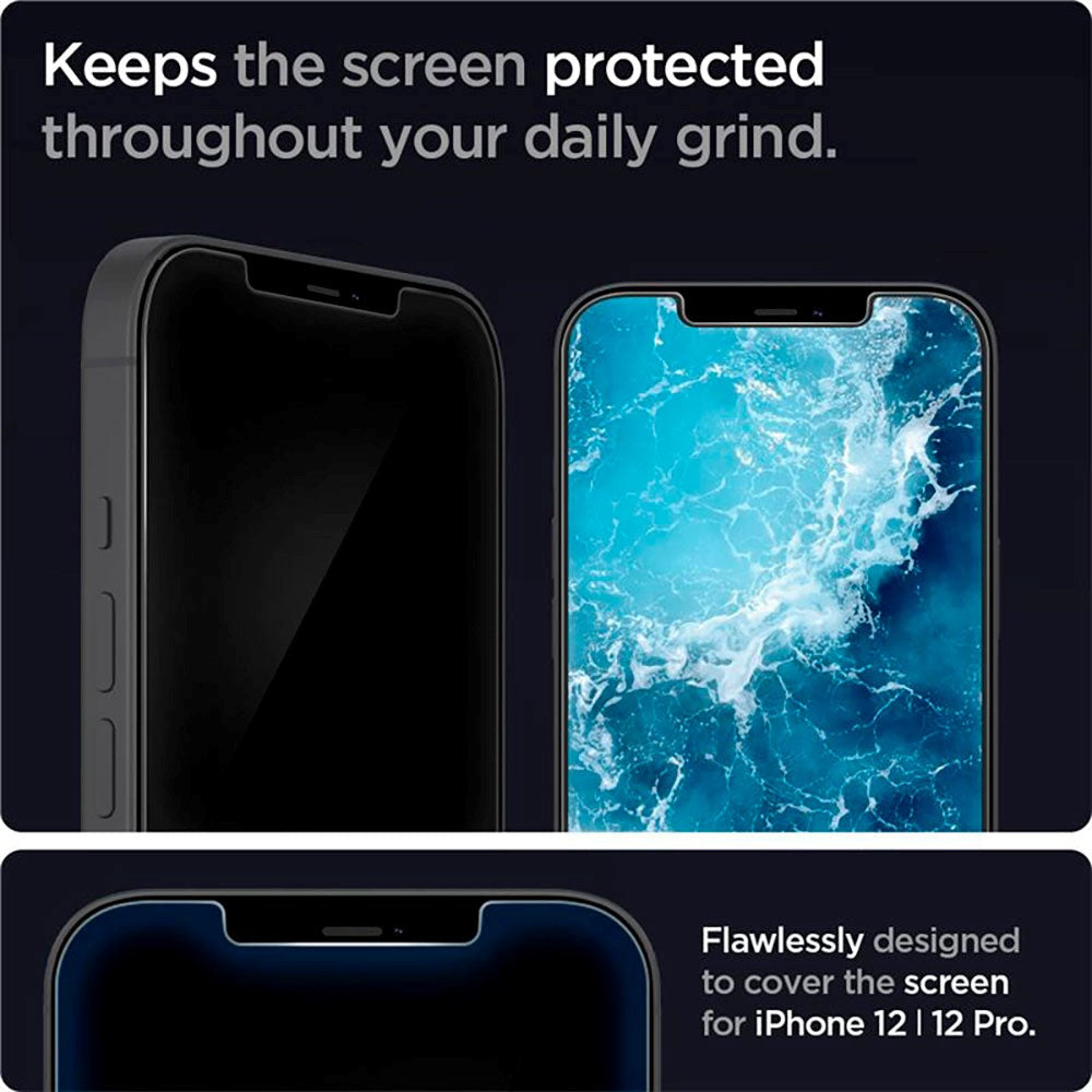 iPhone 12 / 12 Pro Spigen EZ Fit Glas.tR Skærmbeskyttelse - 2 stk. - Case Friendly - Gennemsigtig
