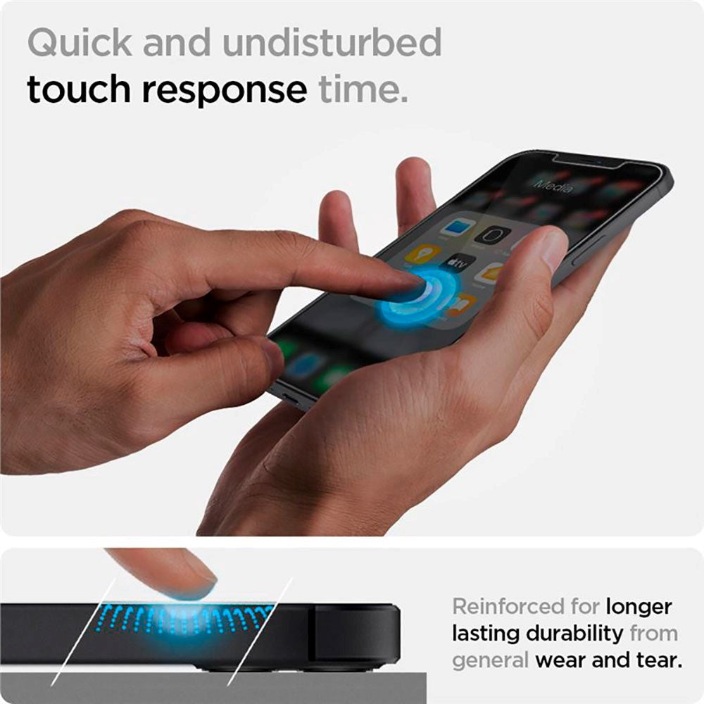 iPhone 12 Mini Spigen EZ Fit Glas.tR Skærmbeskyttelse - 2 stk. - Case Friendly - Gennemsigtig