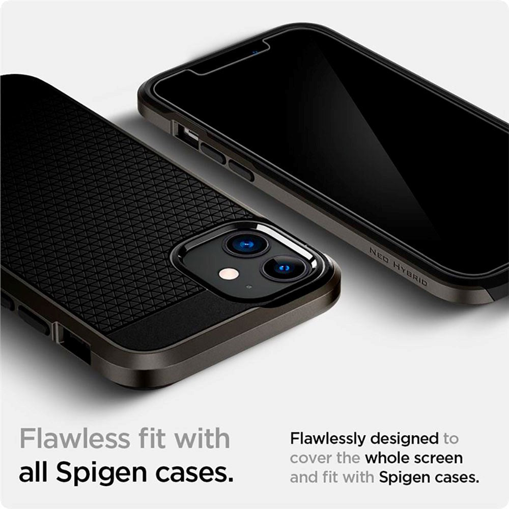 iPhone 12 Mini Spigen EZ Fit Glas.tR Skærmbeskyttelse - 2 stk. - Case Friendly - Gennemsigtig