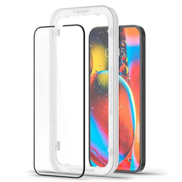 iPhone 17e / 16e / 14 / 13 / 13 Pro Spigen Beskyttelsesglas - 2 stk. - Sort Kant