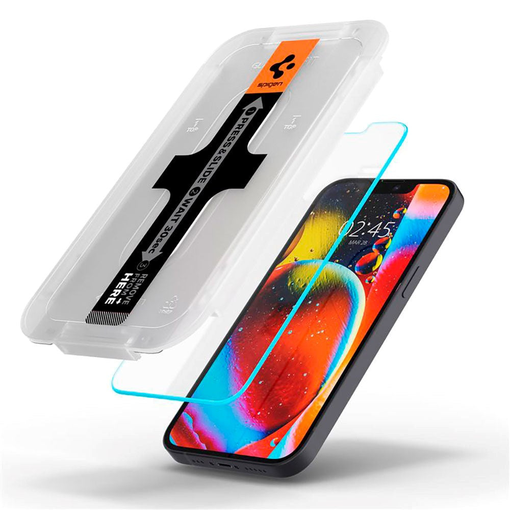 iPhone 13 Mini Spigen EZ Fit Glas.tR Skærmbeskyttelse - 2 stk. - Case Friendly - Gennemsigtig