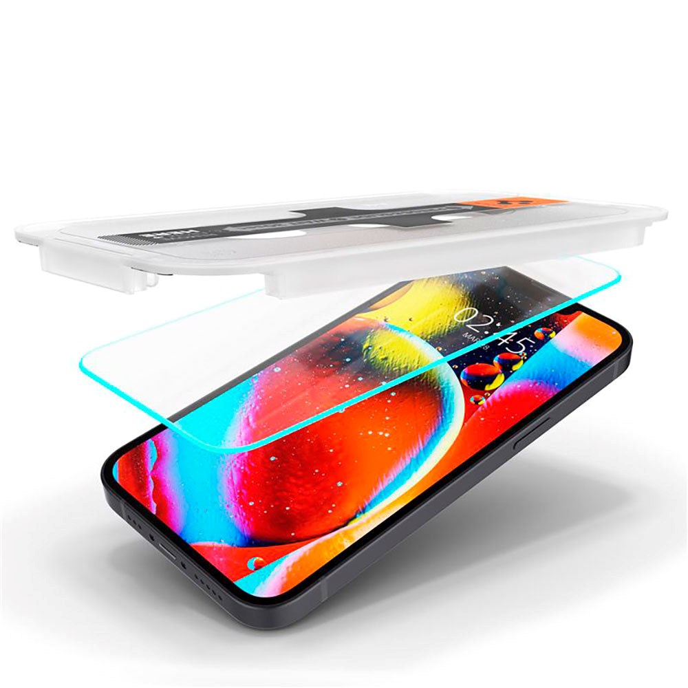 iPhone 13 Mini Spigen EZ Fit Glas.tR Skærmbeskyttelse - 2 stk. - Case Friendly - Gennemsigtig