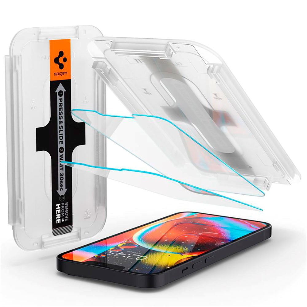 iPhone 13 Mini Spigen EZ Fit Glas.tR Skærmbeskyttelse - 2 stk. - Case Friendly - Gennemsigtig