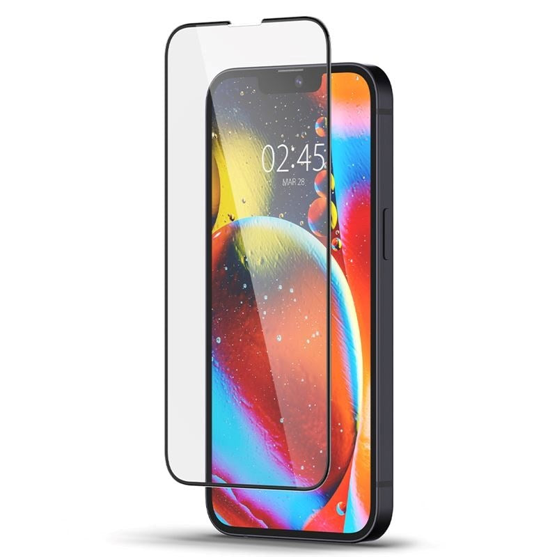 iPhone 13 Mini Spigen Beskyttelsesglas - Gennemsigtig / Sort Kant