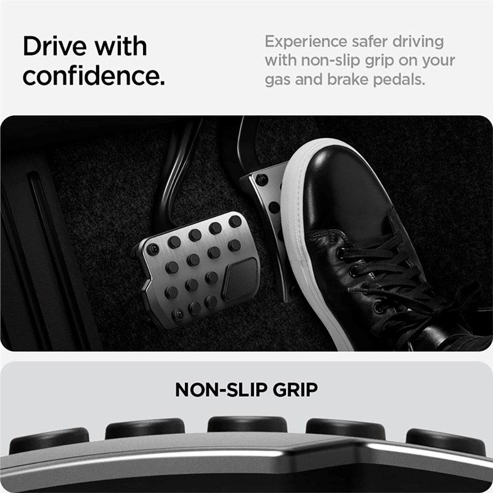 Tesla Model 3 / Y Spigen Non-Slip Performance Cover til Speeder & Bremsepedal - Sølv