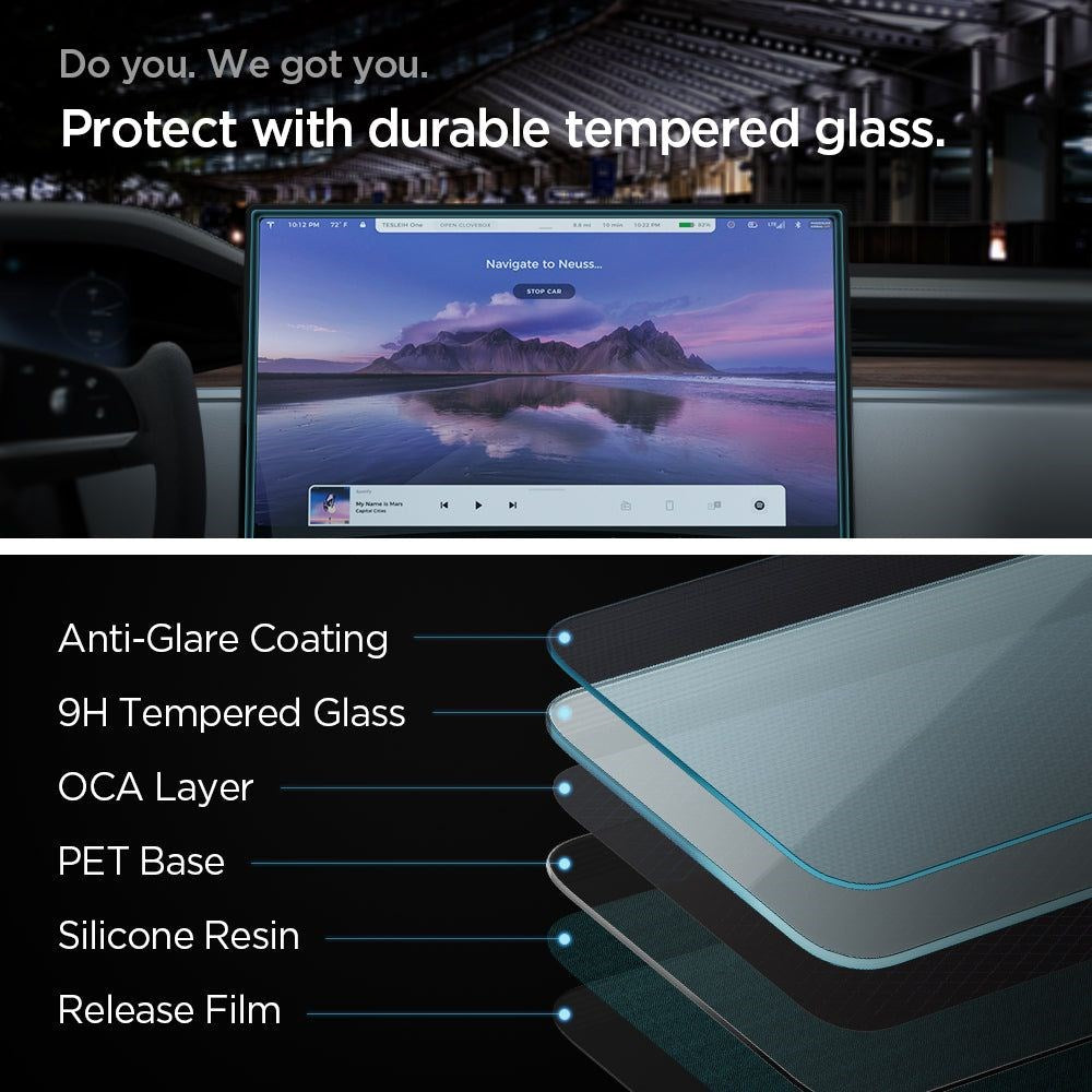 Spigen EZ Fit Skærmbeskyttelse til Tesla Model X (2022) / Model S (2021) - Gennemsigtig