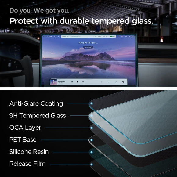 Spigen EZ Fit Skærmbeskyttelse til Tesla Model X (2022) / Model S (2021) - Gennemsigtig