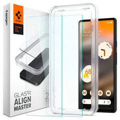 Google Pixel 6a Spigen Alignmaster Glas.tR Skærmbeskyttelse - 2 stk. - Case Friendly - Gennemsigtig