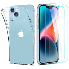 iPhone 14 Plus Spigen Crystal Pack Set m. Cover og 2 stk. Skærmbeskyttelse - Gennemsigtig