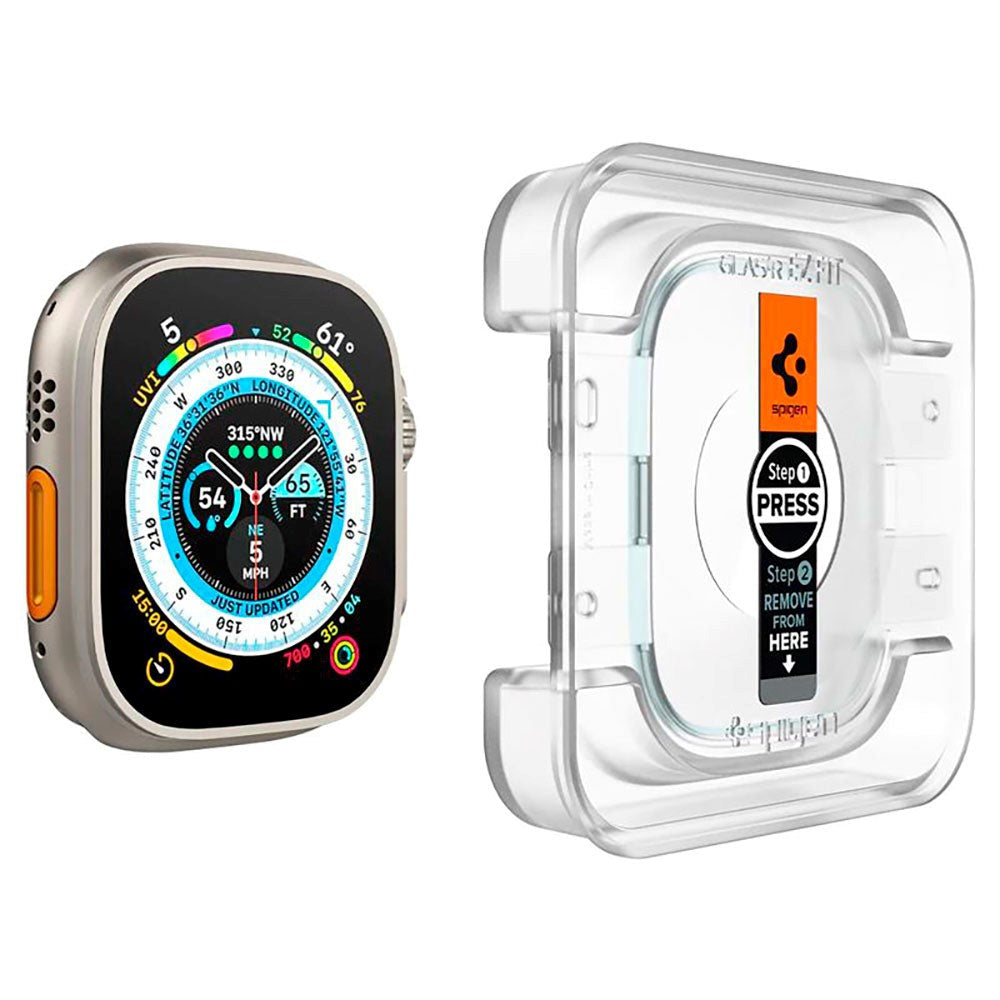 Apple Watch Ultra 1 / 2 / 3 (49mm) Spigen EZ Fit GLAS.tR Skærmbeskyttelse - 2-stk. - Gennemsigtig