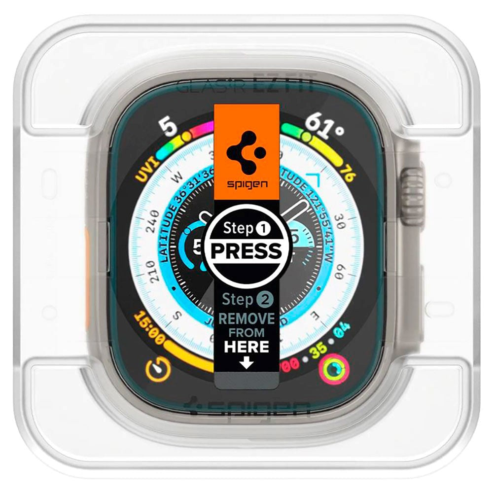 Apple Watch Ultra 1 / 2 / 3 (49mm) Spigen EZ Fit GLAS.tR Skærmbeskyttelse - 2-stk. - Gennemsigtig