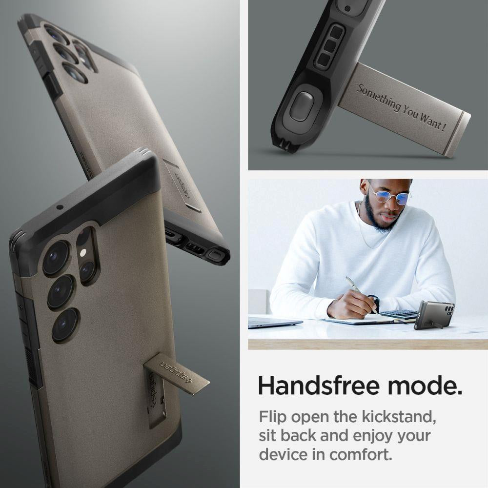 Samsung Galaxy S23 UItra Spigen Tough Armor Cover m. Kickstand - Gunmetal