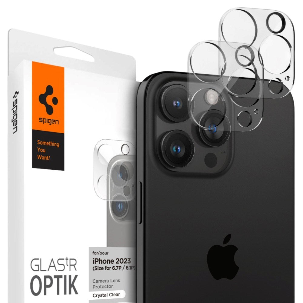 iPhone 16 Pro / 16 Pro Max / 15 Pro / 15 Pro Max / 14 Pro / 14 Pro Max Spigen Glass tR Optik Kamerabeskyttelsesglas - 2 stk - Gennemsigtig