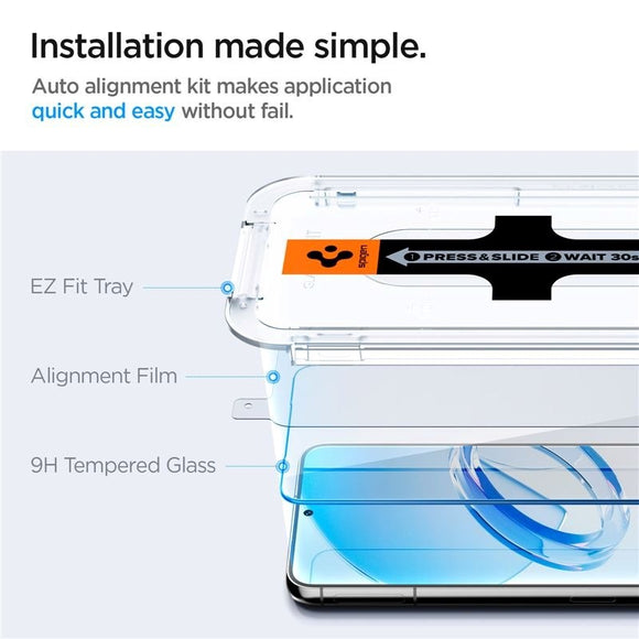 Samsung Galaxy S23 Spigen EZ Fit Glas.tR Skærmbeskyttelse - 2 stk. - Case Friendly - Gennemsigtig