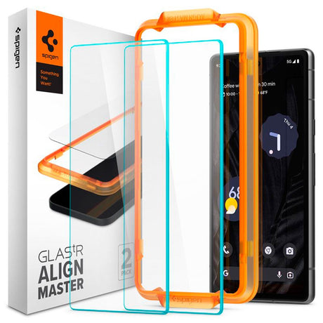 Google Pixel 7A Spigen Alignmaster Glas.tR Skærmbeskyttelse - 2 stk. - Case Friendly - Gennemsigtig