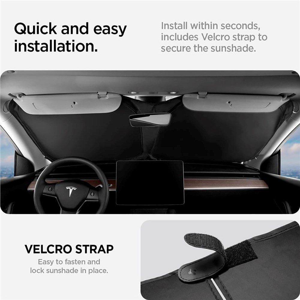 Spigen CryoShade Forrude Solskærm til Tesla Model Y / 3 - Sort