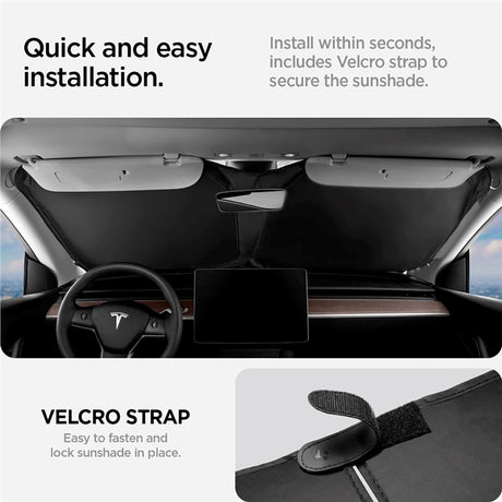 Spigen CryoShade Forrude Solskærm til Tesla Model Y / 3 - Sort