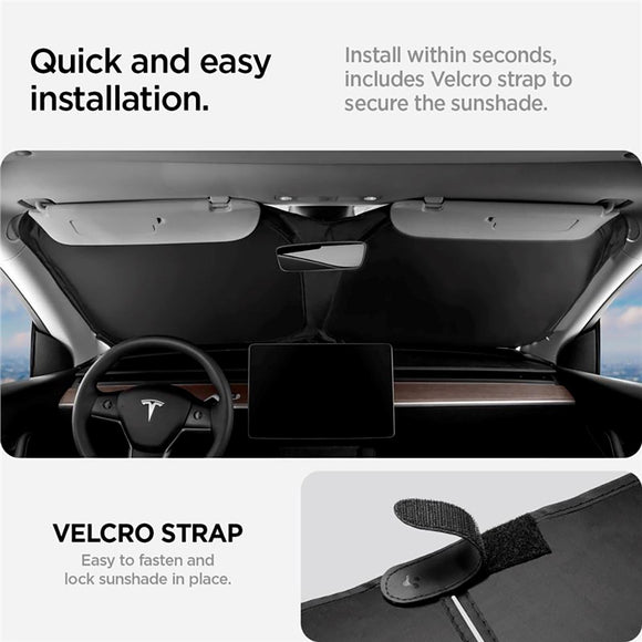 Spigen CryoShade Forrude Solskærm til Tesla Model Y / 3 - Sort