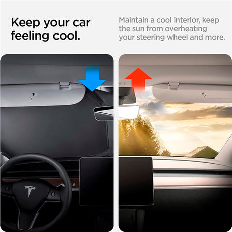 Spigen CryoShade Forrude Solskærm til Tesla Model Y / 3 - Sort