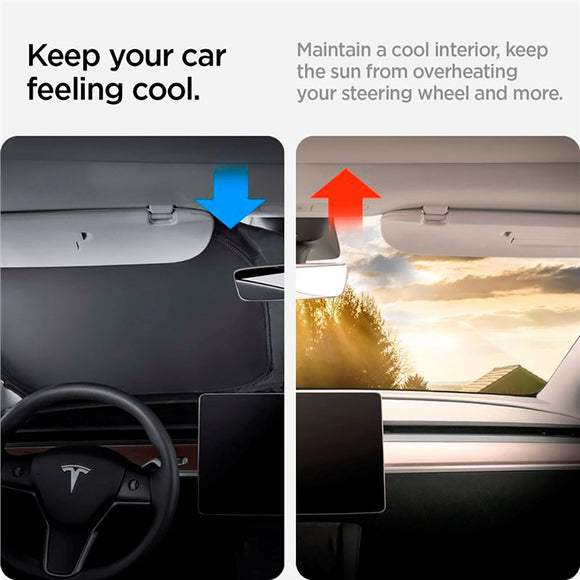 Spigen CryoShade Forrude Solskærm til Tesla Model Y / 3 - Sort