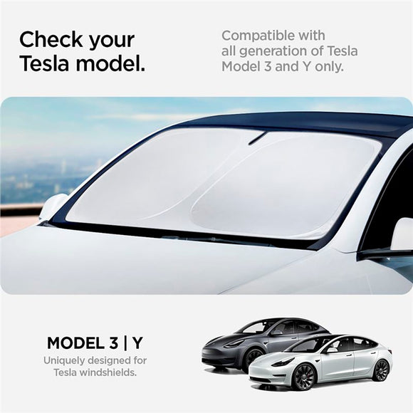 Spigen CryoShade Forrude Solskærm til Tesla Model Y / 3 - Sort
